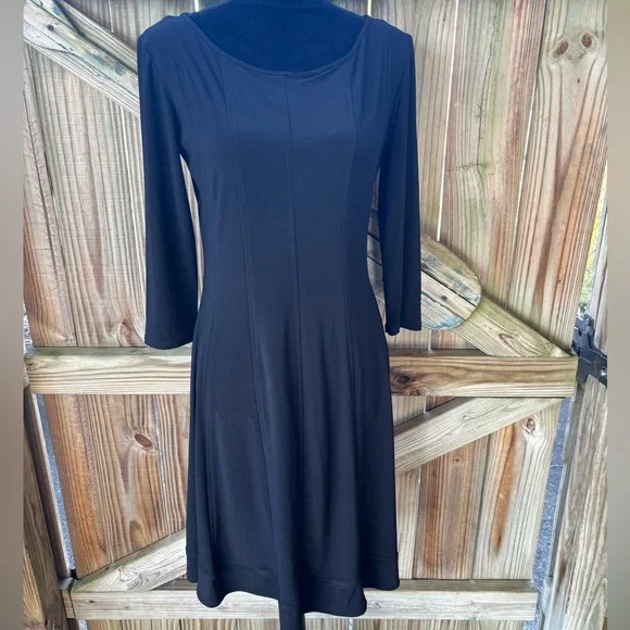 Tiana B. Dresses | Tiana B Black Long Sleeve Fit & Flare Scoop Neck Princess Seam Dress Size 4 | Color: Black | Size: 4 | Pm-54906279'S Closet